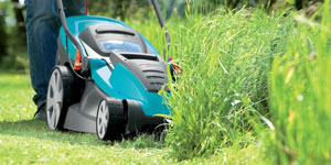 electric lawn mower grass management